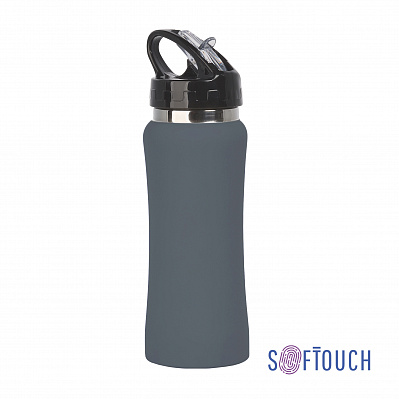 Бутылка для воды "Индиана" 600 мл, покрытие soft touch  (Серый)