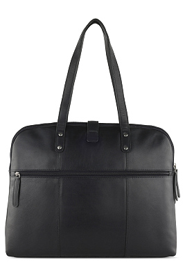 Портфель женский KLONDIKE GOLD «Charlie», натуральная кожа в черном цвете, 40 х 32 х 13 см