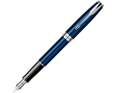 Перьевая ручка Parker Sonnet, F (Синий, серебристый, черный)
