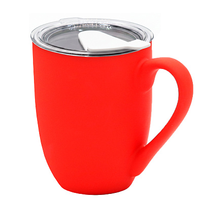 Кружка с крышкой Velvet Duo, софт-тач, красная/белая (Красный/белый) Кружка с крышкой Velvet Duo, софт-тач, красная/белая (Красный/белый)