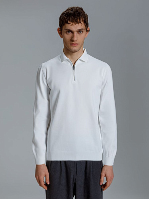 Рубашка поло мужская с длинным рукавом Terrazzo, белая (Белый)