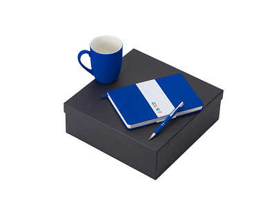 Подарочный набор COLOR IT с блокнотом, металлической ручкой и кружкой (Синий)