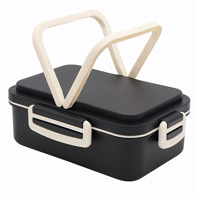 Ланчбокс (контейнер для еды) Inar из пшеничного волокна, чёрный.