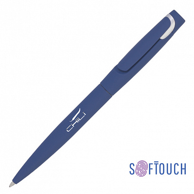 Ручка шариковая "Saturn" покрытие soft touch  (Темно-синий с серебристым)
