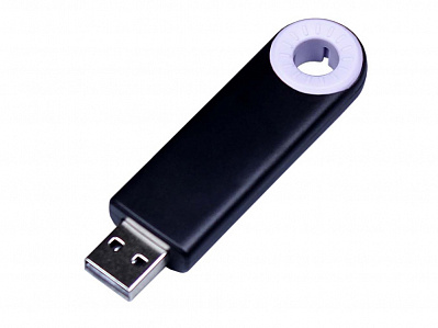 USB 2.0- флешка промо на 16 Гб прямоугольной формы, выдвижной механизм (Черный/белый)