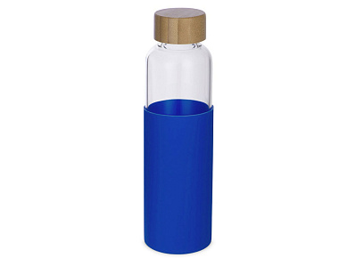 Стеклянная бутылка для воды в силиконовом чехле Refine (Прозрачный, темно-синий, натуральный)