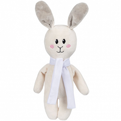 Мягкая игрушка Beastie Toys, заяц с белым шарфом (Белый)