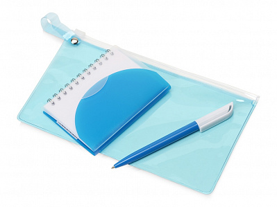 Набор Smart mini (Блокнот- прозрачный/голубой, ручка- голубой/белый, пенал- голубой прозрачный)