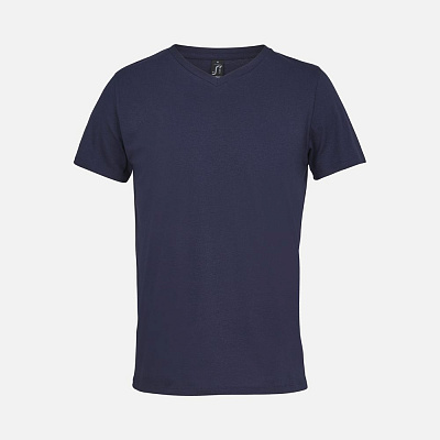 Футболка унисекс Regent с V-образным вырезом  (темно-синяя) (Кобальт)