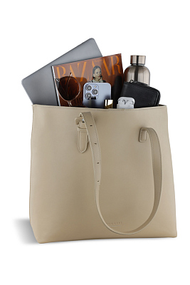 Бизнес-шоппер женский наплечный BUGATTI Luna, бежевый, полиуретан, 47 х 18 х 34 см