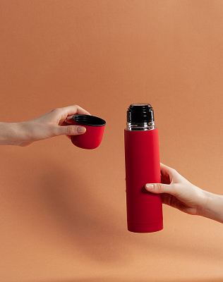 Термос "Крит" 500 мл, покрытие soft touch, красный