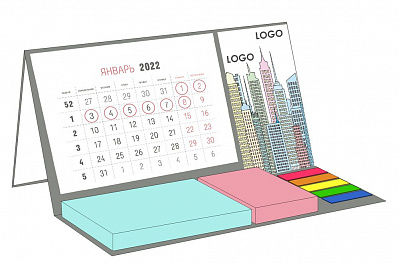 Календарь настольный на заказ Sticky с блоком 100 листов