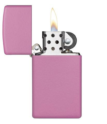 Зажигалка ZIPPO Slim® с покрытием Pink Matte, латунь/сталь, розовая, матовая, 29x10x60 мм