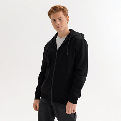 Толстовка на молнии с капюшоном MATEO черная (Чёрный)