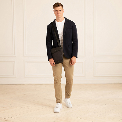 Сумка наплечная BUGATTI Blanc, чёрная, тарпаулин/полиэстер, 17х4,5х21 см