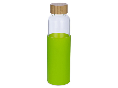 Стеклянная бутылка для воды в силиконовом чехле Refine (Прозрачный, зеленое яблоко, натуральный)