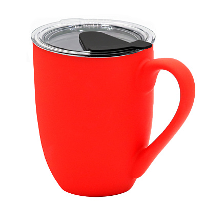 Кружка с крышкой Velvet Duo, софт-тач, красная/чёрная (Красный/черный) Кружка с крышкой Velvet Duo, софт-тач, красная/чёрная (Красный/черный)