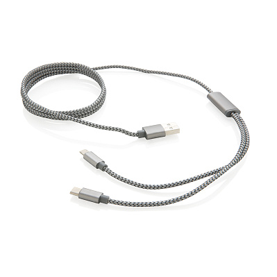 Плетеный кабель 3-в-1 (Серый;)