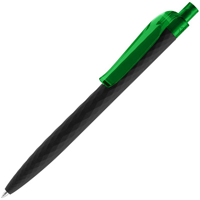 Ручка шариковая Prodir QS01 PRT-P Soft Touch, черная с зеленым (Зеленый)