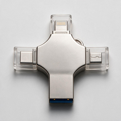 USB-флешка 3.0 на 32 Гб 4-в-1 Ultra в подарочной коробке (Серебристый)