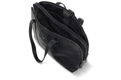 Портфель женский KLONDIKE GOLD «Charlie», натуральная кожа в черном цвете, 40 х 32 х 13 см