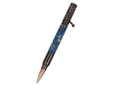 Ручка шариковая Кап клена (Ручка- голубой, gun, розовое золото, подарочная коробка- зеленый)