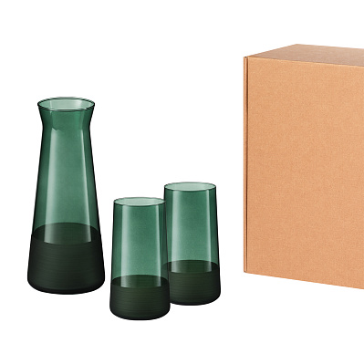 Подарочный набор декантер + 2 высоких стакана, Emerald зеленый (Зеленый)