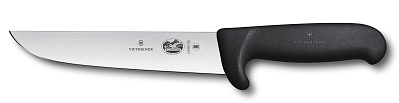 Нож мясника / нож для забоя VICTORINOX Fibrox с лезвием 18 см и безопасной рукоятью (Черный)