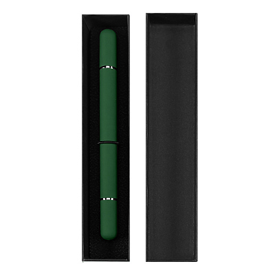 Ручка шариковая + карандаш вечный 2 в 1 soft, зеленый, металл, софт-покрытие, в футляре