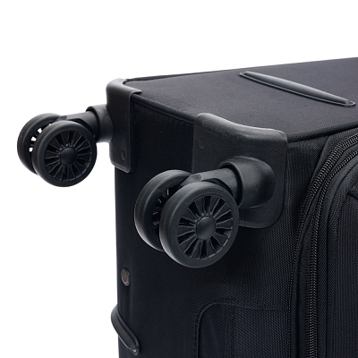 Чемодан TORBER Brosno, чёрный, нейлон 600D, 36,5 х 20 х 54 см, 32 л