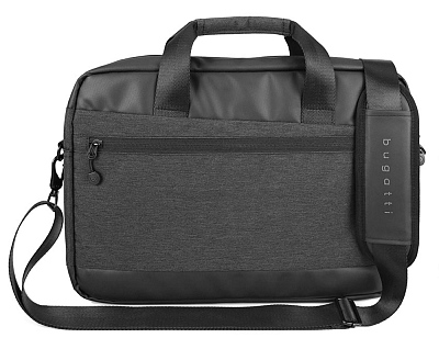 Портфель мужской BUGATTI Universum 15'', графитовый, полиэстер меланж/тарпаулин, 38х7х27 см, 7 л