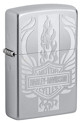 Зажигалка ZIPPO Harley-Davidson® c покрытием Satin Chrome™, латунь/сталь, серебристая, 38x13x57 мм (Серебристый)