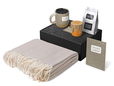Подарочный набор Re:y. Nest с пледом, кружкой и вареньем (Бежевый)