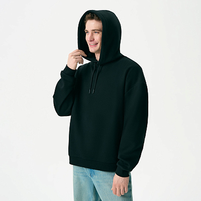 Худи релакс унисекс Баланс (Balance), с начесом, черный