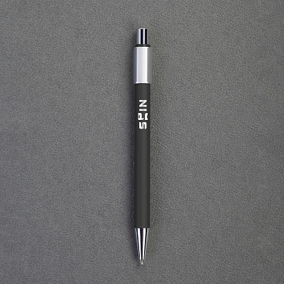 Ручка шариковая "Spin" с 6ти-гранным спиннером, покрытие soft touch, черный