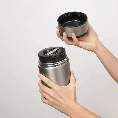 Термос для еды Бенто, серебряный