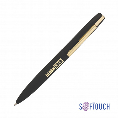 Ручка шариковая "Mercury", покрытие soft touch  (Черный с золотом)