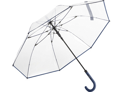Зонт-трость Pure с прозрачным куполом (Прозрачный/синий navy)