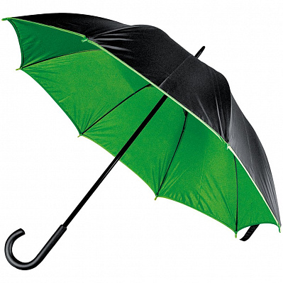 Зонт-трость Downtown, черный с зеленым (Зеленый)