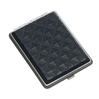 Портсигар S.Quire, сталь+искусственная кожа  цвет с рисунком, 74*95*18 мм (Черный)