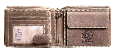 Бумажник KLONDIKE «Harry Truck», натуральная кожа в светло-коричневом цвете, 13 х 10 х 3 см