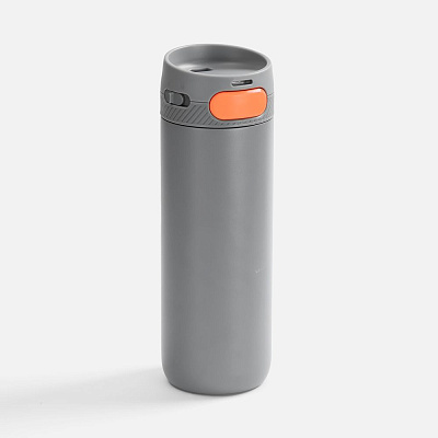 Термостакан X1 с цветной кнопкой  с оранжевым (Серый)