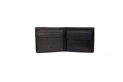 Бумажник Mano "Don Leonardo", с RFID защитой, натуральная кожа в черном цвете, 10,5 х 2 х 8,5 см