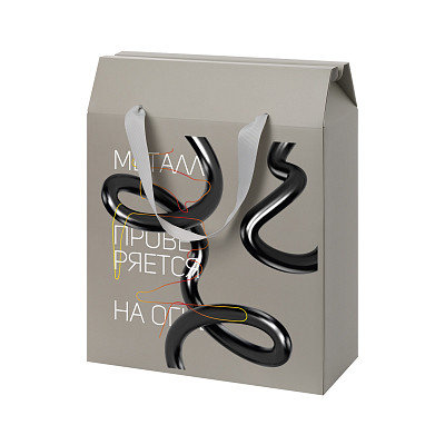 Подарочная коробка-пакет универсальная большая, серая