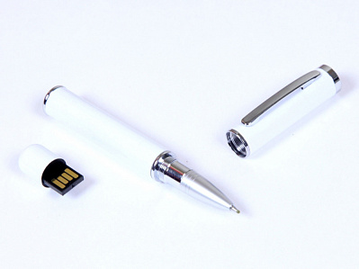 USB 2.0- флешка на 32 Гб в виде ручки с мини чипом (Белый)