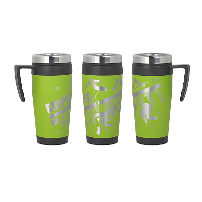 Термокружка "Австралия", зеленое яблоко с гравировкой по окружности "Вперед на спорт", зеленое яблоко