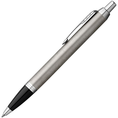 Ручка шариковая Parker IM Essential Stainless Steel CT, серебристая с черным (Серебристый)
