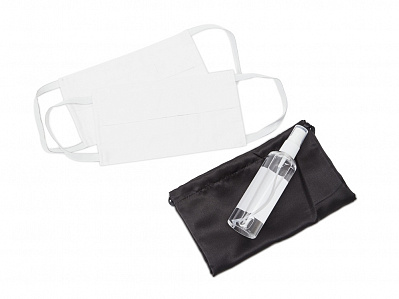 Набор средств индивидуальной защиты в сатиновом мешочке Protect Plus (Черный/белый)