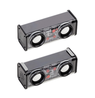 Bluetooth колонка "Buzz Light" 10Вт (2х5Вт) с разноцветной подсветкой-эквалайзером и прозрачным корпусом, черный