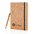 Блокнот Cork на резинке с бамбуковой ручкой-стилус, А5 - Фото 3